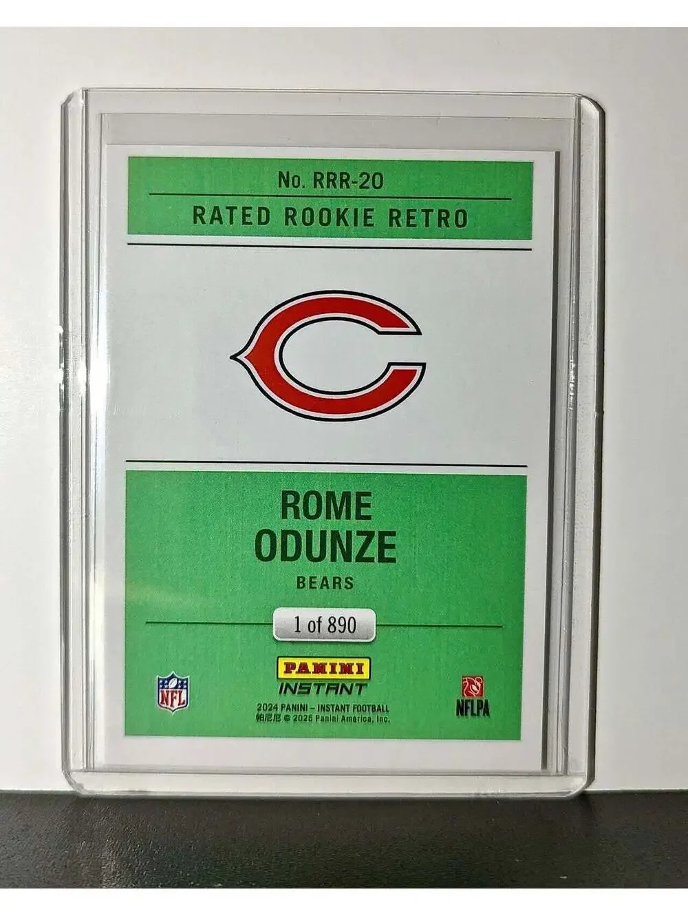 Rome Odunze Rookie 2024 Panini Rated Rookie Retro NFL #20 Card Bears 1 of 890